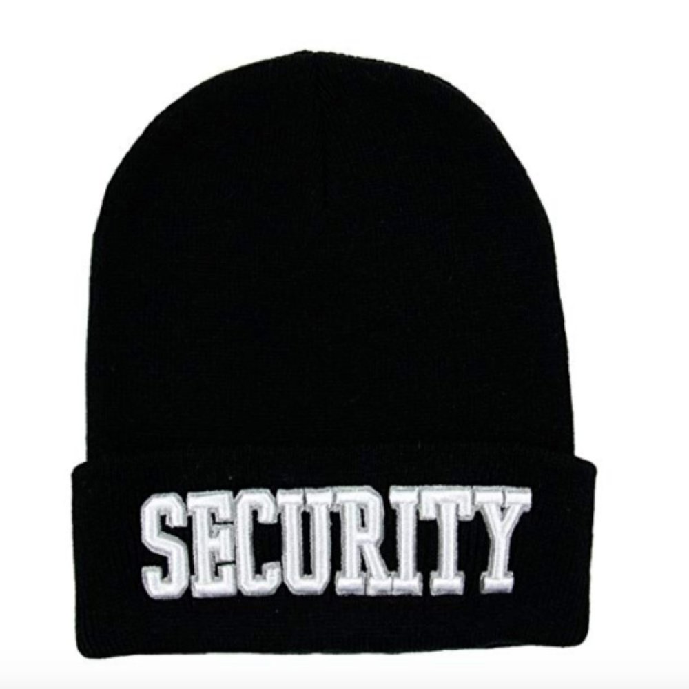 Security Officer Black Cuffed Knit Beanie
